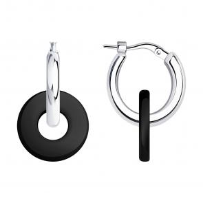 Серебряные серьги-трансформеры SOKOLOV с керамикой 94025633 фото