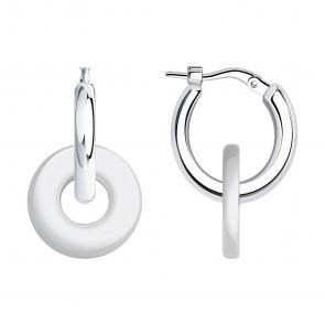 Серебряные серьги-трансформеры SOKOLOV с керамикой 94025634 фото