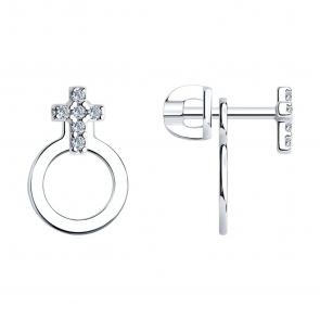 Серебряные серьги SOKOLOV с фианитом 94025642 фото
