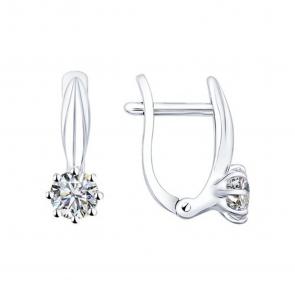 Серебряные серьги SOKOLOV с фианитом 94025656 фото