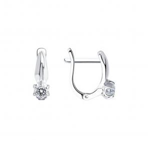 Серебряные серьги SOKOLOV с фианитом 94025658 фото