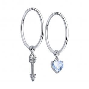 Серебряные серьги-трансформеры SOKOLOV с фианитом 94025659 фото