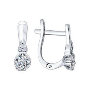 Серебряные серьги SOKOLOV с фианитом 94025660 фото