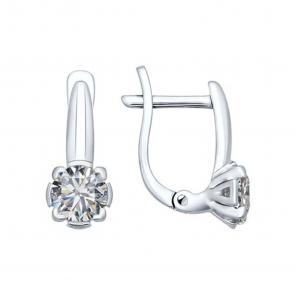 Серебряные серьги SOKOLOV с фианитом 94025662 фото