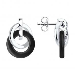 Серебряные серьги SOKOLOV с керамикой 94025678-91 фото