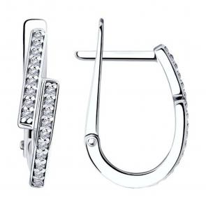 Серебряные серьги SOKOLOV с фианитом 94025696 фото