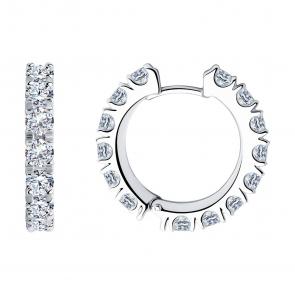 Серебряные серьги SOKOLOV с фианитом 94025705 фото