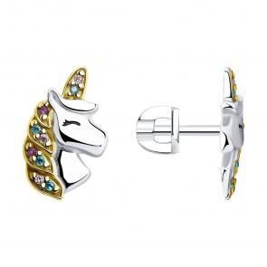 Серьги из лимонного серебра SOKOLOV с фианитом 94025706 фото