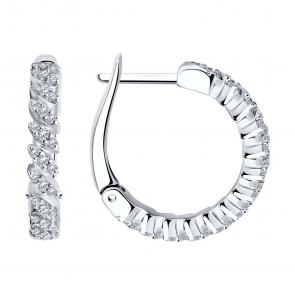 Серебряные серьги SOKOLOV с фианитом 94025712 фото