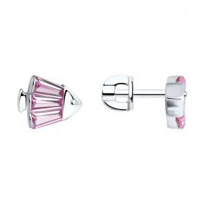 Серебряные серьги SOKOLOV с рубиновым корундом 94025719 фото