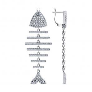 Серебряные серьги SOKOLOV с фианитом 94025723 фото