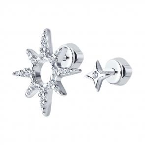 Серебряные серьги SOKOLOV с фианитом 94025746 фото