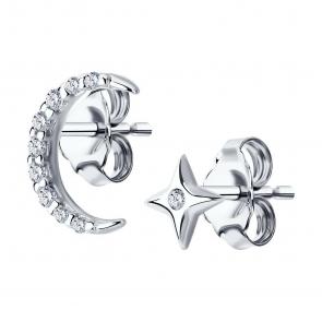 Серебряные серьги SOKOLOV с фианитом 94025747-91 фото