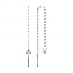 Серебряные серьги SOKOLOV с фианитом 94025760 фото