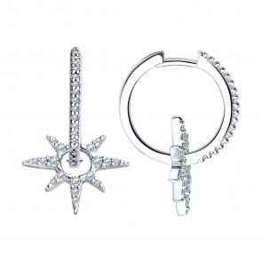 Серебряные серьги-трансформеры SOKOLOV с фианитом 94025766 фото