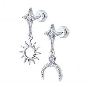 Серебряные серьги SOKOLOV с фианитом 94025767 фото