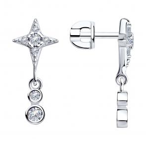 Серебряные серьги SOKOLOV с фианитом 94025768 фото