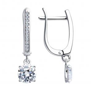 Серебряные серьги SOKOLOV с фианитом 94025771 фото