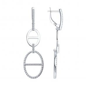 Серебряные серьги SOKOLOV с фианитом 94025793 фото