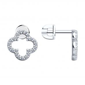 Серебряные серьги SOKOLOV с фианитом 94025798 фото