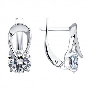 Серебряные серьги SOKOLOV с фианитом 94025800 фото