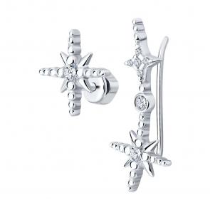 Серебряные серьги SOKOLOV с фианитом 94025811 фото