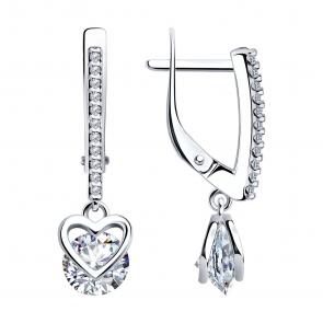 Серебряные серьги SOKOLOV с фианитом 94025819 фото
