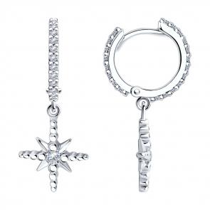 Серебряные серьги SOKOLOV с фианитом 94025821 фото