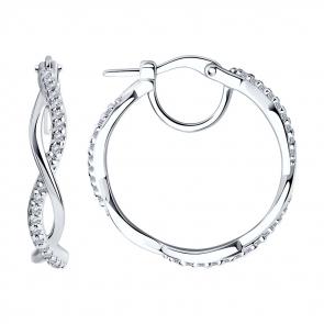 Серебряные серьги SOKOLOV с фианитом 94025822 фото