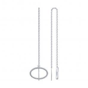 Серебряные серьги SOKOLOV с фианитом 94025830 фото