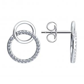Серебряные серьги SOKOLOV с фианитом 94025842-91 фото