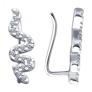 Серебряные серьги Символ года Змея SOKOLOV с фианитом 94025848-91 фото