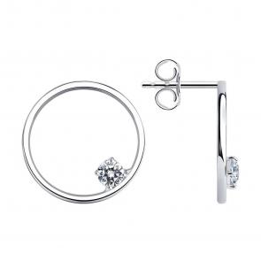 Серебряные серьги SOKOLOV с фианитом 94025861-91 фото