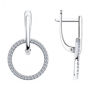 Серебряные серьги SOKOLOV с фианитом 94025875 фото