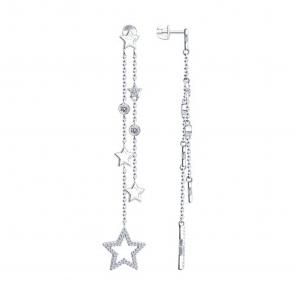 Серебряные серьги SOKOLOV с фианитом 94025894 фото