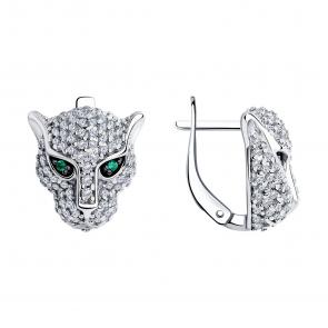 Серебряные серьги SOKOLOV с фианитом 94025897 фото