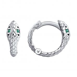 Серебряные серьги Символ года Змея SOKOLOV с фианитом 94025900-91 фото