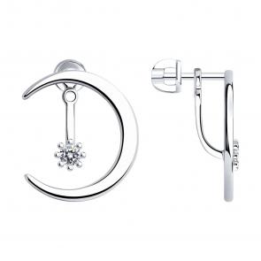 Серебряные серьги-трансформеры SOKOLOV с фианитом 94025904 фото