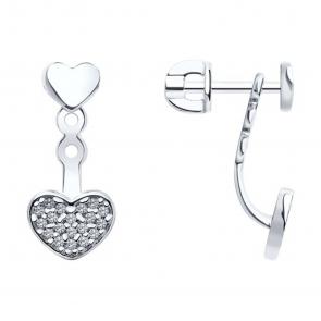 Серебряные серьги-трансформеры SOKOLOV с фианитом 94025910 фото