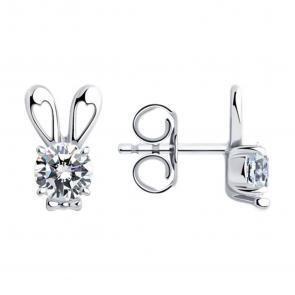 Серебряные серьги SOKOLOV с фианитом 94025919-91 фото