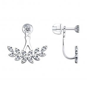 Серебряные серьги-трансформеры SOKOLOV с фианитом 94025921 фото