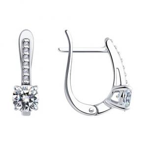 Серебряные серьги SOKOLOV с фианитом 94025925 фото