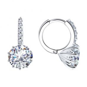 Серебряные серьги SOKOLOV с фианитом 94025929 фото