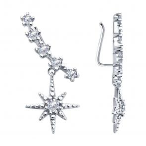 Серебряные серьги SOKOLOV с фианитом 94025933 фото