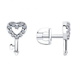 Серебряные серьги SOKOLOV с фианитом 94025935 фото