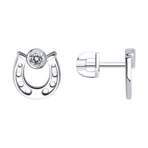 Серебряные серьги SOKOLOV с фианитом 94025937 фото
