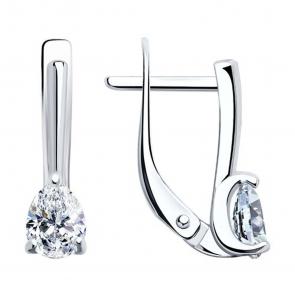Серебряные серьги SOKOLOV с кристаллом Swarovski 94025943 фото