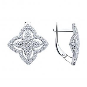 Серебряные серьги SOKOLOV с фианитом 94025946 фото