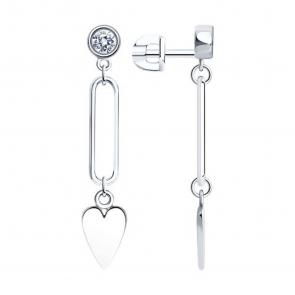 Серебряные серьги SOKOLOV с фианитом 94025951 фото