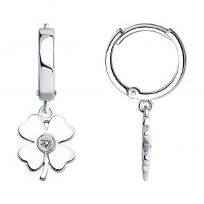 Серебряные серьги SOKOLOV с фианитом 94025969 фото